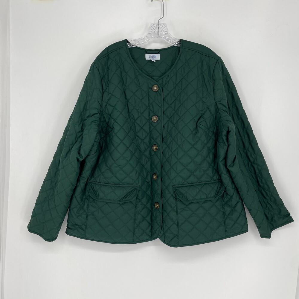 Croft & Barrow Green Quilted Jacket Size 1X - Picture 2 of 7